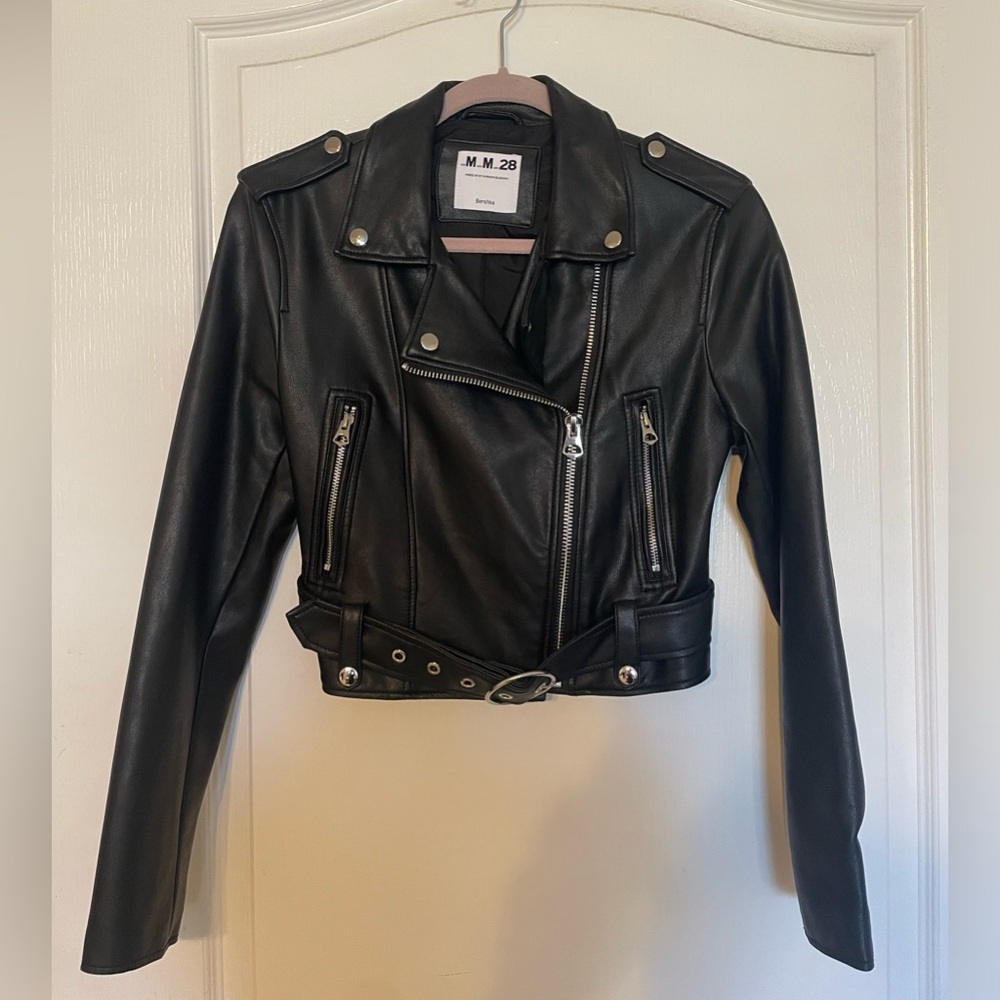 Cropped Faux Leather Jacket